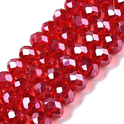 (123L) Белый крем непрозрачный блеск Стеклянные бусины с гальваническим покрытием , гальваническое покрытие, граненые, рондель, огнеупорный кирпич, 8x6 мм, отверстие : 1 мм, около 60~62 шт / нитка, 39~40 см