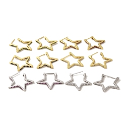 Mixed Color Star Brass Stud Earrings, with Clear Cubic Zirconia Cadmium Free & Lead Free, Mixed Color, 26.5x1.5mm