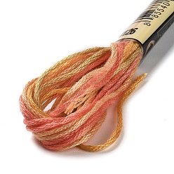 Dark Orange 10 Skeins 6-Ply Polyester Embroidery Floss, Cross Stitch Threads, Segment Dyed, Dark Orange, 0.5mm, about 8.75 Yards(8m)/skein