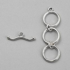 Античное Серебро Тибетский стиль сплава цинка тумблеры застежками, кольцо, античное серебро, Кольцо: 49x14.5x6 mm, отверстие : 2 мм, бар: 7x23x2 mm, отверстие : 1.8 мм