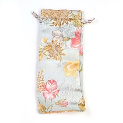 Aqua Silk Pouches, Drawstring Bag, Aqua, 19x7.5~8cm