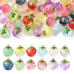(52) Непрозрачная лаванда 60 шт. 12 Цвета: прозрачное стекло, подвески в виде яблок, с эмалью, спекающийся лак, разноцветные, 15.5x14x14 мм, отверстие : 1.2 мм, 5 шт / цвет