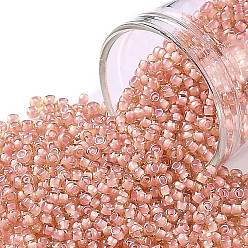 (924) Peach Lined Topaz Тохо 11/0 круглые бусины, японский бисер, (924) топаз с персиковым покрытием, 11/0, 2.2 мм, отверстие : 0.8 мм, Около 1110 шт / 10 г