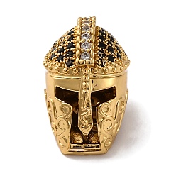 Настоящее золото 18K Стойка в форме шлема, покрытие из латуни с бусинами из кубического циркония, без кадмия и без свинца, долговечный, реальный 18 k позолоченный, 17.5x11x13 мм, отверстие : 1.5 мм