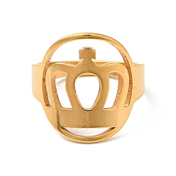 Golden Ionenplattierung (ip) 201 Edelstahlkrone dicker Fingerring für Damen, golden, us Größe 6 1/4 (16.7 mm)
