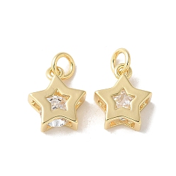 Прозрачный Латунные микропаве прозрачные подвески с фианитом, звезды прелести, без кадмия и без свинца, долговечный, стойки покрытие, с целью перехода в кольце, прозрачные, 10x8x3.8 мм, отверстие : 2.5 мм