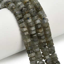 Лабрадорита Природные лабрадорита бисер нитей, граненые, шестиугольник, 6x6x3 мм, отверстие : 0.8 мм, около 108 шт / нитка, 14.72~14.80'' (37.4~37.6 см)