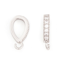 Платина Ионное покрытие (ip) латунь микро паве прозрачные подвески из кубического циркония, без кадмия, без никеля и без свинца, слеза, платина, 16.5x8.5x3 мм, отверстие : 2 мм