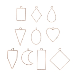 Розовое Золото 10подвески из легкого сплава с открытой спиной, принадлежности для наполнения, для эпоксидной смолы, изготовление ювелирных изделий из смолы, разнообразные, розовое золото , 34~48x19~44 мм