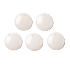 White Jade Natural White Jade Pendants, Flat Round Charms, 20x4mm, Hole: 1.6mm