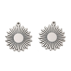 Нержавеющая Сталь Цвет Не тускнеющие 304 подвески из нержавеющей стали, очарование солнца, цвет нержавеющей стали, 17.5x15.5x1 мм, отверстие : 1.2 мм