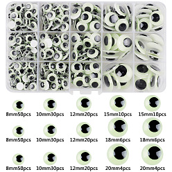 Rectangle Полукруглые светящиеся пластиковые кабошоны с покачивающимися глазами, светится в темноте, для изготовления кукольных игрушек своими руками изготовление плюшевых животных, прямоугольные, 172x92x23 мм, 340 шт / коробка