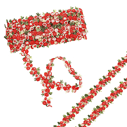 Красный Жаккардовая лента из полиэстера с цветами, для аксессуаров для одежды, красные, 3/4 дюйм (20 мм)