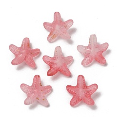 Малиновый Непрозрачные акриловые бусины, морская звезда, с золотой порошок, малиновый, 18x19x9 мм, отверстие : 1.6 мм, Около 375 шт / 500 г