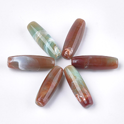 Седло Коричневый Акриловые бусины, спагетти шарики, Стиль имитация драгоценных камней, овальные, седло коричневый, 40.5x13.5 мм, отверстие : 2.5 мм, Около 95 шт / 500 г