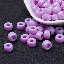 Violet Opaque Acrylic European Beads, Barrel, Violet, 9x6mm, Hole: 4mm, about 1900pcs/500g