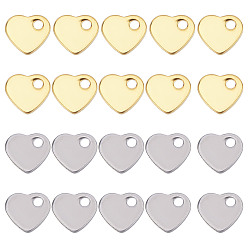 Golden & Stainless Steel Color 120Pcs 2 Colors 201 Stainless Steel Charms, Stamping Blank Tag, Heart, Golden & Stainless Steel Color, 5x6x1mm, Hole: 1mm, 60pcs/color