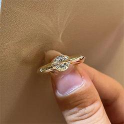 Золотой Латунь с вращающимися манжетами из кубического циркония с открытыми кольцами, звездный, золотые, размер США 4 1/4 (15 мм)