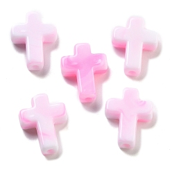 Pink Акриловые бусины, крестик, имитация драгоценных камней, розовые, 15.5x12x4.5 мм, отверстие : 2 мм, 1064 шт / 500 г