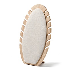 Гейнсборо Деревянные с бархатом органайзеры для ожерелий стенды, овальные, светло-серые, 1.1x16x27 см