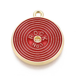 Темно-Красный Подвески из эмали и сплава, Дисковые подвески, золотые, без кадмия, без никеля и без свинца, темно-красный, 22x19.5x2 мм, отверстие : 1.6 мм