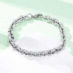 Нержавеющая Сталь Цвет 304 браслеты-цепочки с овальными звеньями из нержавеющей стали для женщин и мужчин, цвет нержавеющей стали, 8-7/8 дюйм (22.4 см)