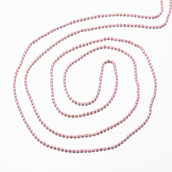 Pink Латунные граненые шариковые цепи, пайки, стойки покрытие, два тона, розовые, 1.5 мм