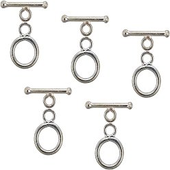 Argent 5pcs 925 fermoirs à bascule en argent sterling, anneau, argenterie, anneau: 12.5x9x1.5 mm, Trou: 2mm, bar: 15~16.5x6x2 mm, Trou: 2mm