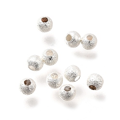 Посеребрённый Латунные бусины, долговечный, матовым круглым, без никеля , 925 серебро покрытием, 3x2.5 мм, отверстие : 1 мм