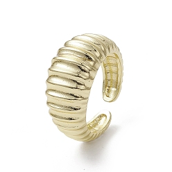 Golden Rack Plating Brass Open Cuff Ring, Cadmium Free & Nickel Free & Lead Free, Croissant, Golden, Inner Diameter: 17.8mm
