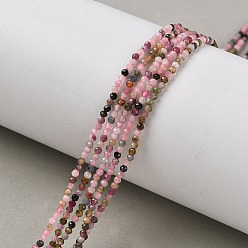 Турмалин Натуральный розовый турмалин бисер нитей, граненые, круглые, 2~3x2~2.5 мм, отверстие : 0.2 мм, около 181~210 шт / нитка, 15.9~16.3 дюйм (40.4~41.5 см)