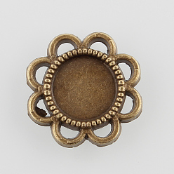 Античная Бронза Цветочные параметры сплава кабошон, без кадмия, без никеля и без свинца, античная бронза, лоток: 8 мм, 14.5x2 мм, о 1000 шт / кг