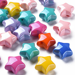 (52) Непрозрачная лаванда Непрозрачные акриловые бусины, жемчужные, звезда, разноцветные, 20.5x21x12.5 мм, отверстие : 3.5 мм