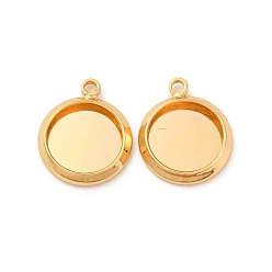 Настоящее золото 18K Сеттинги для кулона (кабошонов), латунь , долговечный, без никеля , плоско-круглые, реальный 18 k позолоченный, лоток : 8 мм, 12x10x2 мм, отверстие : 1.2 мм