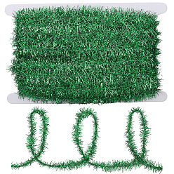 Зеленый 25 ярдов полиэстеровой филигранной блестящей мишуры, подвесная гирлянда, на Рождество / свадьба / украшение дня рождения, зелёные, 15 мм