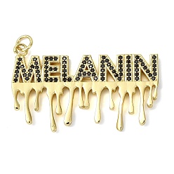 Настоящее золото 18K Латунные микро проложить кубического циркония подвески, слово меланин амулеты, долговечный, стойки покрытие, без свинца и без кадмия, реальный 18 k позолоченный, 25x40.5x2.5 мм, отверстие : 3.5 мм