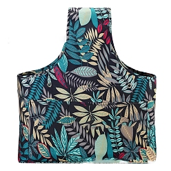 чирок Вязаная сумка Оксфорд с узором в виде листьев, органайзер для хранения пряжи, сумка для крючков и спиц, зелено-синие, 48x42x10 см