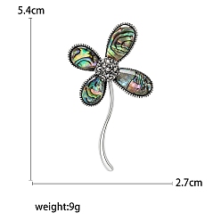 Античное Серебро Брошь-ракушка ко Дню Святого Патрика, брошь со стразами из сплава клевера, античное серебро, 54x27 мм