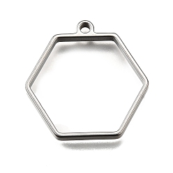 Шестиугольник 304 подвески из нержавеющей стали, шестиугольник, 28x28x3 мм, отверстие : 2 мм