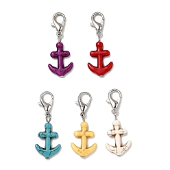 (52) Непрозрачная лаванда Подвесные украшения в виде якоря из синтетической бирюзы, Застежки-когти из цинкового сплава, подвески для украшений сумок, разноцветные, 41.5 мм