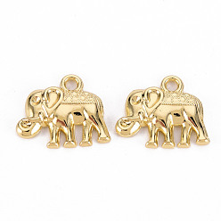 Light Gold Rack placage alliage pendentifs paramètres de strass, sans cadmium et sans plomb, éléphant, or et de lumière, s'adapter pour 1.5 mm strass, 14x16.5x2mm, Trou: 1.8mm