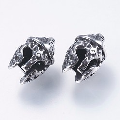 Античное Серебро 304 бусы из гладиатора из нержавеющей стали, античное серебро, 14x9 мм, отверстие : 1.5 мм