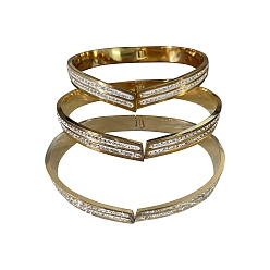 Золотой Шарнирные браслеты V-образной формы/шеврона, браслет из полимерной глины со стразами, вакуумное покрытие pvd 201 браслеты из нержавеющей стали для женщин, золотые, внутренний диаметр: 2x2-1/4 дюйм (5.05x5.8 см)