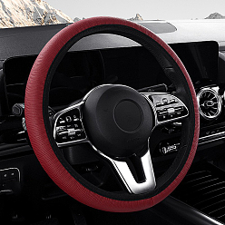 Dark Red PU Leather Steering Wheel Cover, Skidproof Cover, Universal Car Wheel Protector, Dark Red, 380mm
