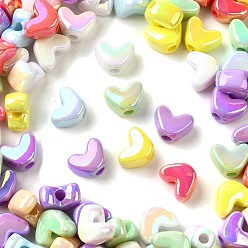 (52) Непрозрачная лаванда Непрозрачные акриловые бусины с УФ-покрытием, радужный, сердце, разноцветные, 9x11.5x7 мм, отверстие : 1.4 мм