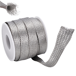 Нержавеющая Сталь Цвет 8м плоский 304 плетеная оболочка из нержавеющей стали, вязание масштабируемой сетевой ленты, с 1шт. пустой катушки, цвет нержавеющей стали, 1.2x0.1 см