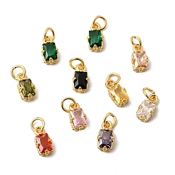 Золотой Латунные микро проложить кубического циркония подвески, прямоугольник амулеты, золотые, 10.5x5.5x4 мм, Перейти кольцо: 5x1 мм, 3 мм внутренним диаметром