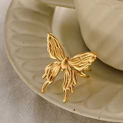 Золотой Бабочка 304 манжетные кольца из нержавеющей стали, золотые, внутренний диаметр: 18 мм