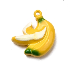 Банан Подвески из цинкового сплава с краской для запекания, фрукты, банан, 17.5x15x5 мм, отверстие : 1.2 мм