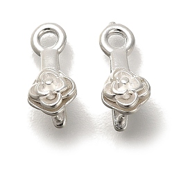 Посеребрённый Латуни льда поручительств выбор щепотка, без кадмия и без свинца, цветок, 925 серебро покрытием, 11.5x5x5.5 мм, отверстие : 1.6 мм, штифты : 0.8 мм